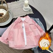 中小童宝宝帅气保暖衬衣男孩潮流打底上衣 衬衫 儿童秋冬款 加绒长袖