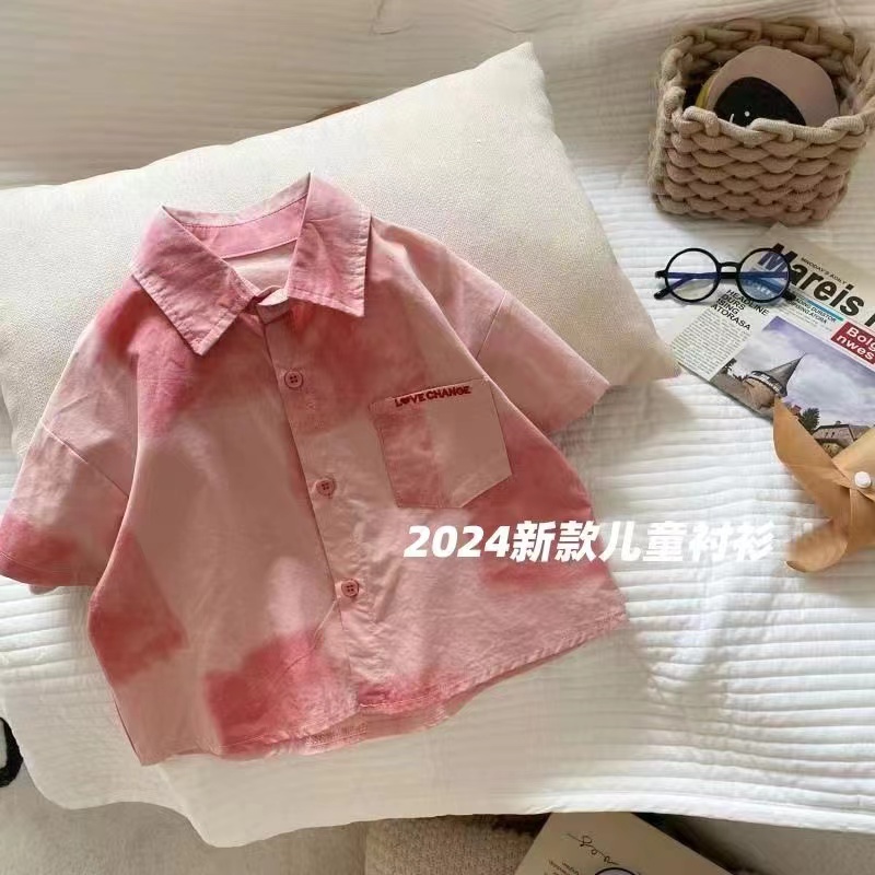 男童短袖夏季新款花衬衫韩版短袖衬衫儿童衬衣小童夏季薄款上衣