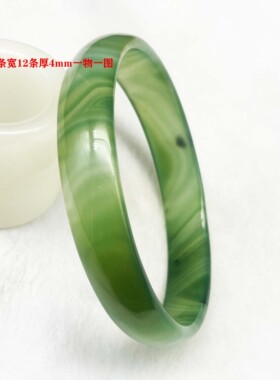 民族风女款绿玛瑙手镯帝王绿玉石