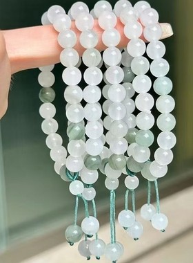 天然天山翠玉石手链女款金丝玉白玉飘花手串小红书热卖款厂家批发