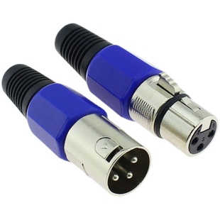 蓝帽瑞式三芯瑞士卡侬头卡侬公母接线头话筒线插头3芯卡龙头公母