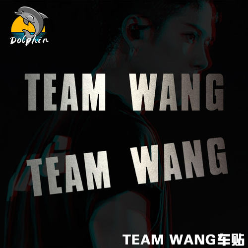 王嘉尔teamwang标志logo应援反光车贴电动摩托车身后窗玻璃装饰贴