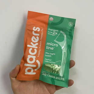 美国Plackers牙线棒圆线扁线超细薄荷味剔牙线牙签清洁牙缝36支