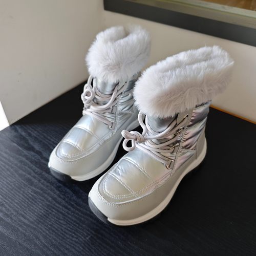 出口外单~2025年冬季毛绒雪地靴女加绒保暖防滑百搭短筒户外靴