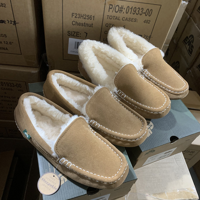 老美整单~羊毛鞋垫豆豆鞋女加绒一脚蹬懒人鞋保暖毛毛鞋乐福鞋