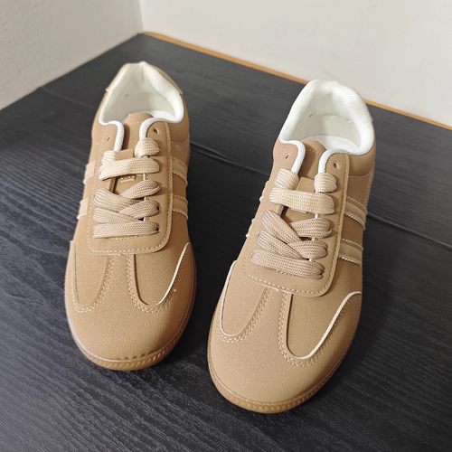 出口外单~2025春秋新款复古德训鞋女百搭平底休闲板鞋系带运动鞋