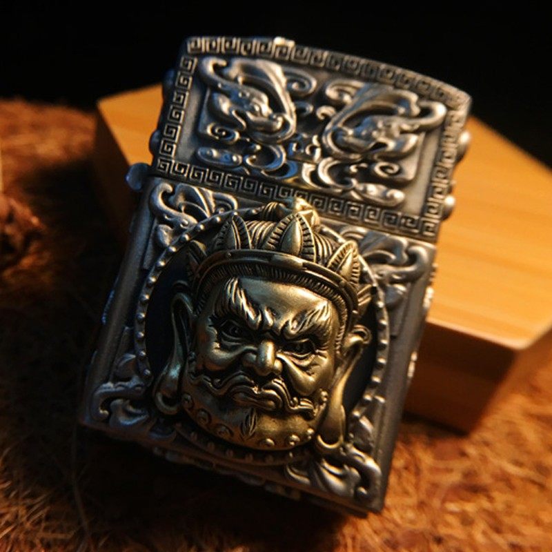 食肉者财神-黄藏银黄铜红铜煤油打火机复古精雕个性定制男士送礼