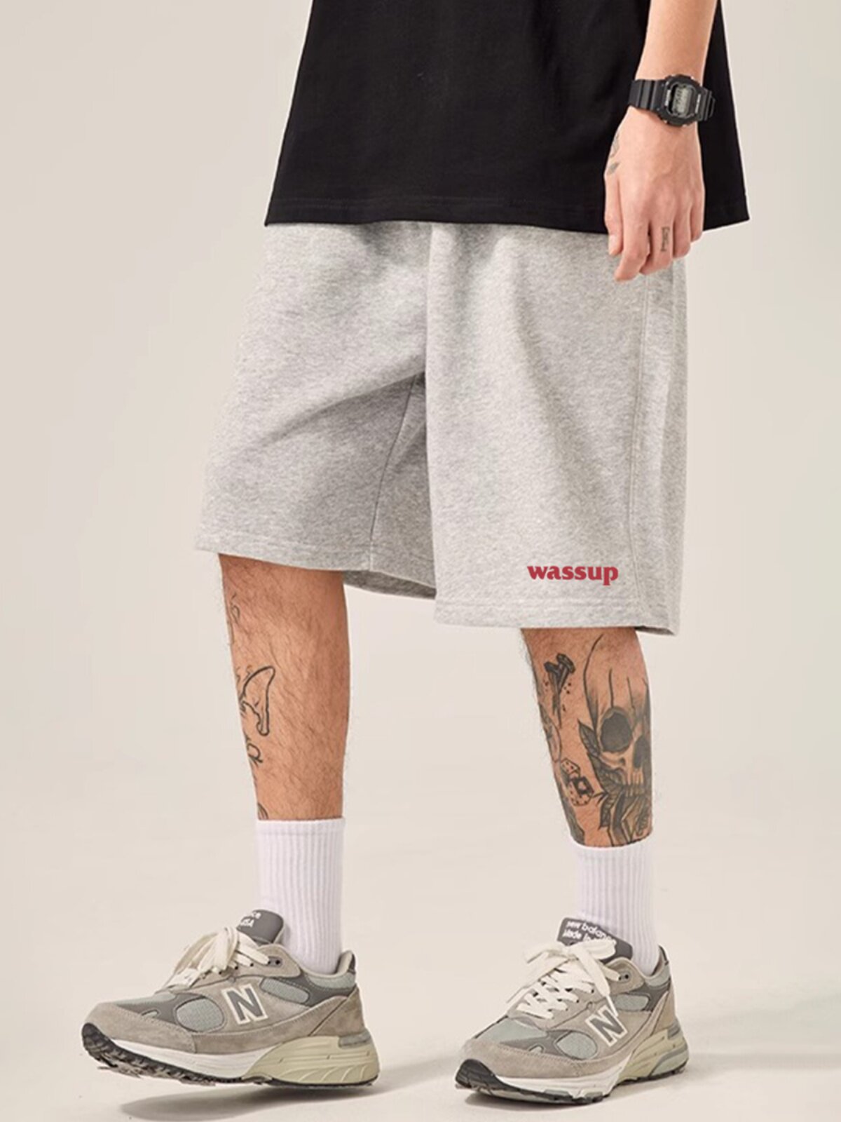 WASSUP 반바지 남성 스포츠 루즈 여름 5부 팬츠 하이 스트리트 패션 브랜드 순면 미국 헤비급 전국 트렌드 미드팬츠