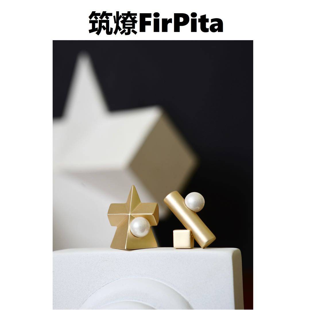 素描石膏几何体  原创设计金属趣味艺术静物耳环