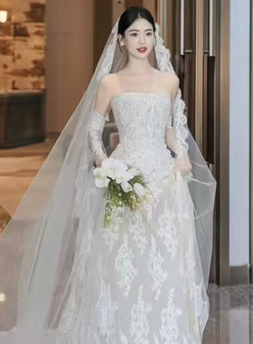 出租抹胸轻婚纱礼服2026新款新娘