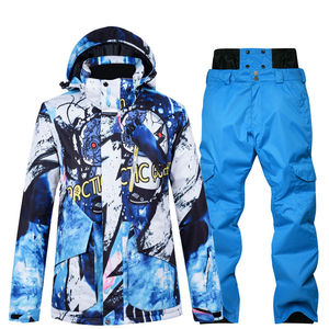单板滑雪服套装男款户外防风防水保暖加厚滑雪衣裤套装加大滑雪服