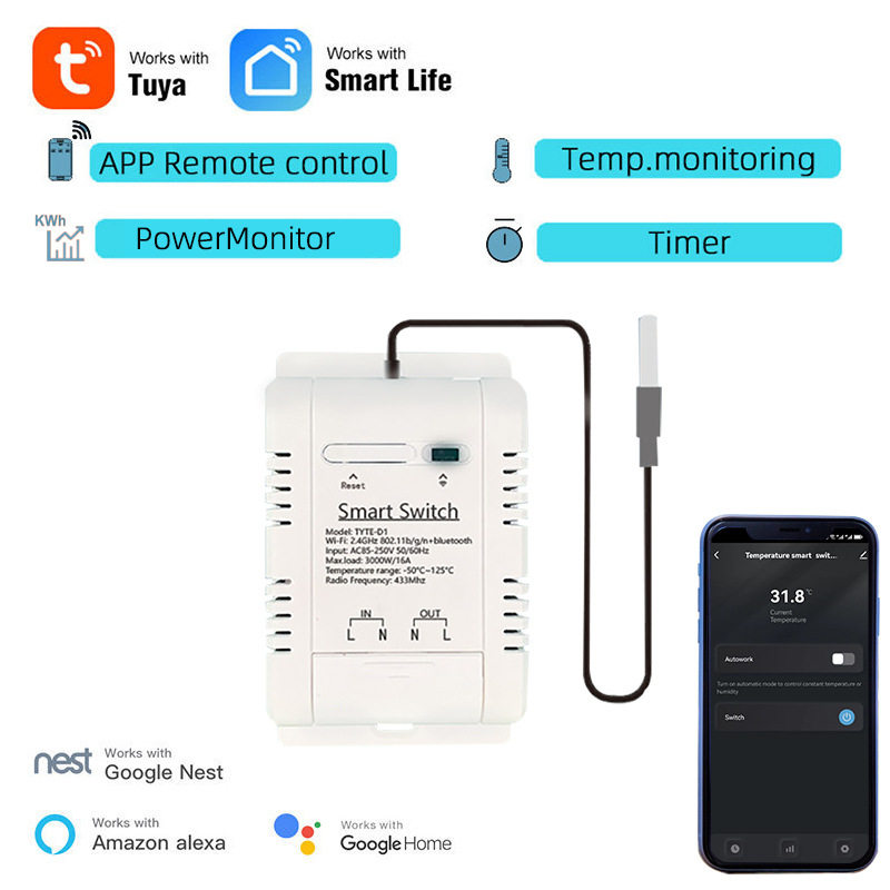 涂鸦smartlife温度通断器wifi智能遥控温控开关alexa google 语音