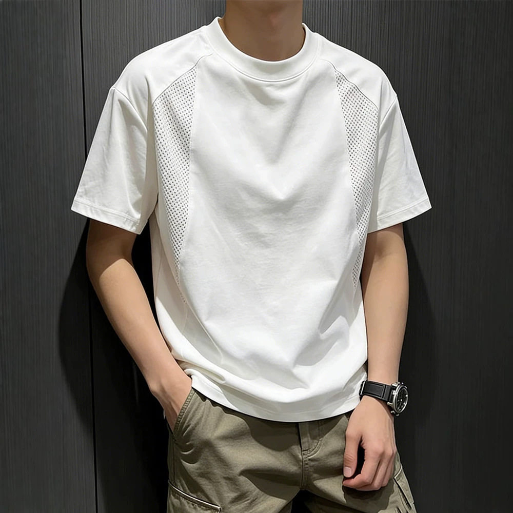 网眼速干短袖男款夏透气冰丝美式正肩t恤cleanfit凉感健身半截袖