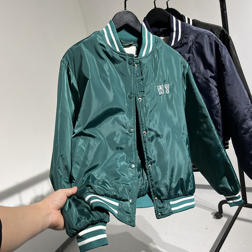 立领字母刺绣夹棉棒球服夹克外套