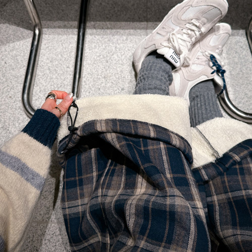 Partysu 韩国进口 官网直邮 冬季 Camp 抓绒拉绒格纹长裤,女装/女士精品,休闲裤,淘宝优惠券,粉丝福利购,淘宝优惠卷