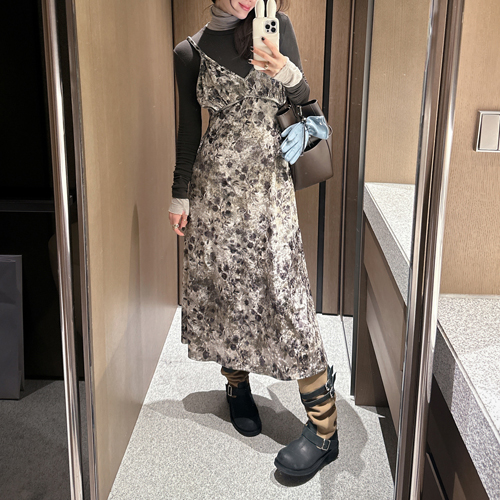 Partysu 韩国进口 官网直邮 2025冬 Grunge 无袖长款连衣裙