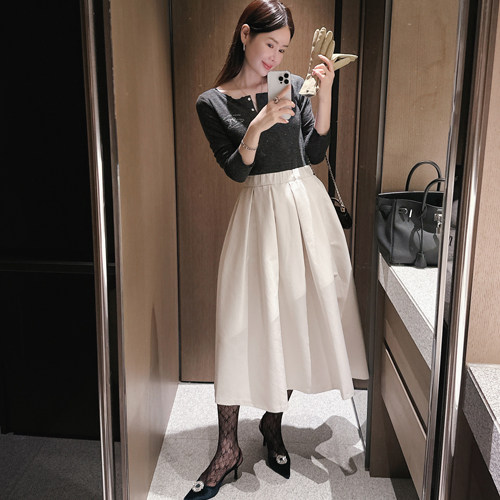 Partysu 韩国进口 官网直邮 冬季 Suave  温柔的百褶半身裙