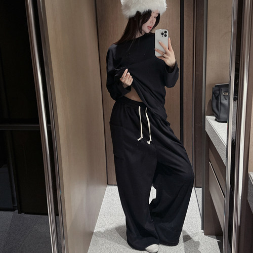 Partysu 韩国进口 官网直邮 冬季  Fleece 抓绒口袋宽松休闲裤