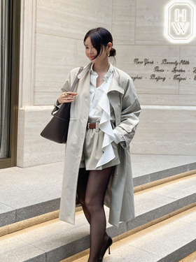 Partysu 韩国进口 官网直邮 2025秋 Ouvert 干练宽松风衣