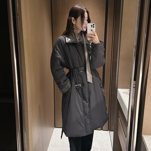 Partysu 韩国进口 官网直邮 2025冬  Mous 鸭绒和羽毛长款羽绒服