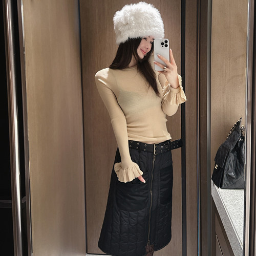 Partysu 韩国进口 官网直邮 冬季 Rita 羊毛手臂褶边 T 恤