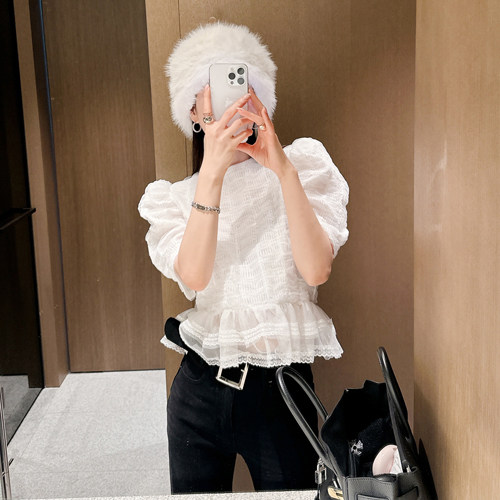 Partysu 韩国进口 官网直邮 冬季 Lily 优雅的抽褶衬衫