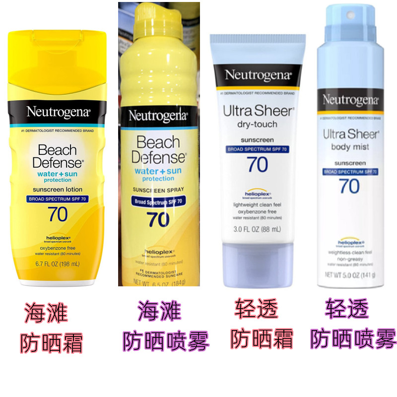 Neutrogena露得清防晒霜喷雾乳户外紫外海滩防水男女身脸面部进口