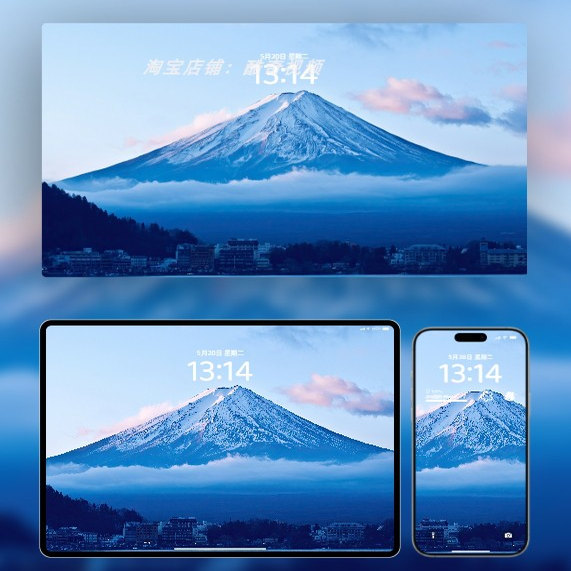 15套富士山下手机平板电脑4K超清安卓折叠屏苹果静态壁纸#2005图片