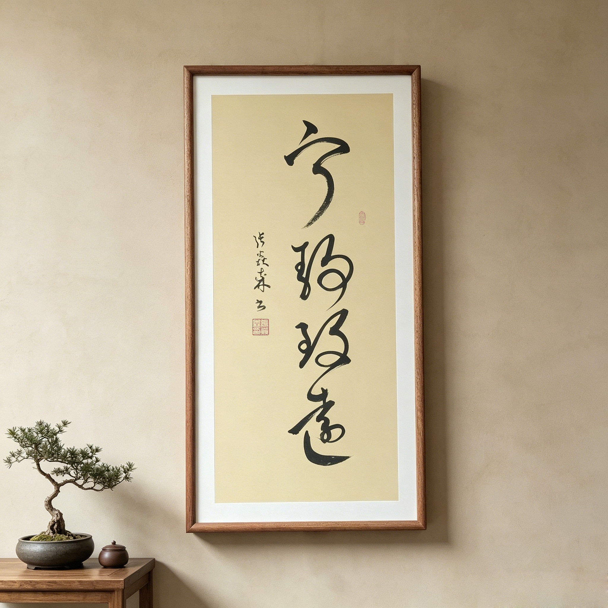 宁静致远草书手写书法作品已装框禅意书画公司办公室客厅茶室挂画