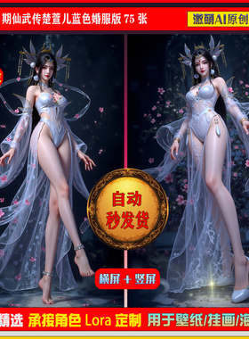 激萌原创75张 1059期仙武传楚萱儿蓝色婚服版6K手机壁纸