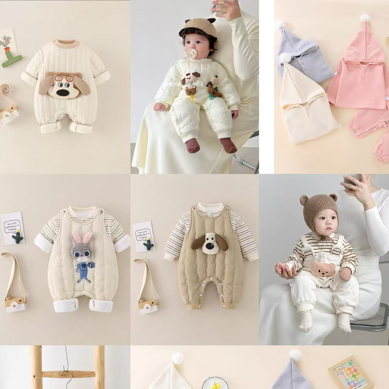 551-590冬季加绒加棉连体衣男女宝宝外出服组合链接