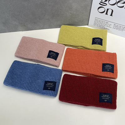 秋冬时尚针织发带女韩版简约小标休闲百搭潮流宽边套头发箍