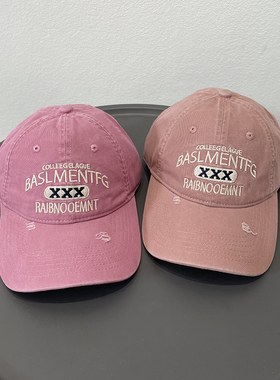 BASL软顶棒球帽子女春夏时尚字母刺绣个性潮流破洞休闲出游鸭舌帽