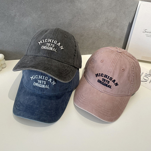 1975原创复古棒球帽子女时尚 大头围字母刺绣休闲百搭潮流鸭舌帽男