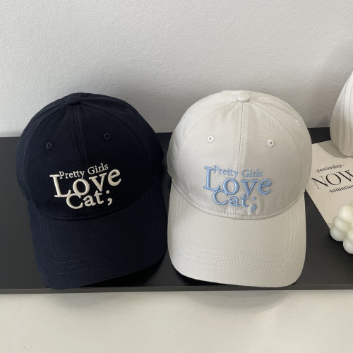 LOVE CAT品质字母刺绣棒球帽子女时尚潮流国风结调节设计款鸭舌帽
