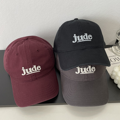 JUDE立体字母刺绣棒球帽子女时尚软顶休闲百搭出游遮阳鸭舌帽男