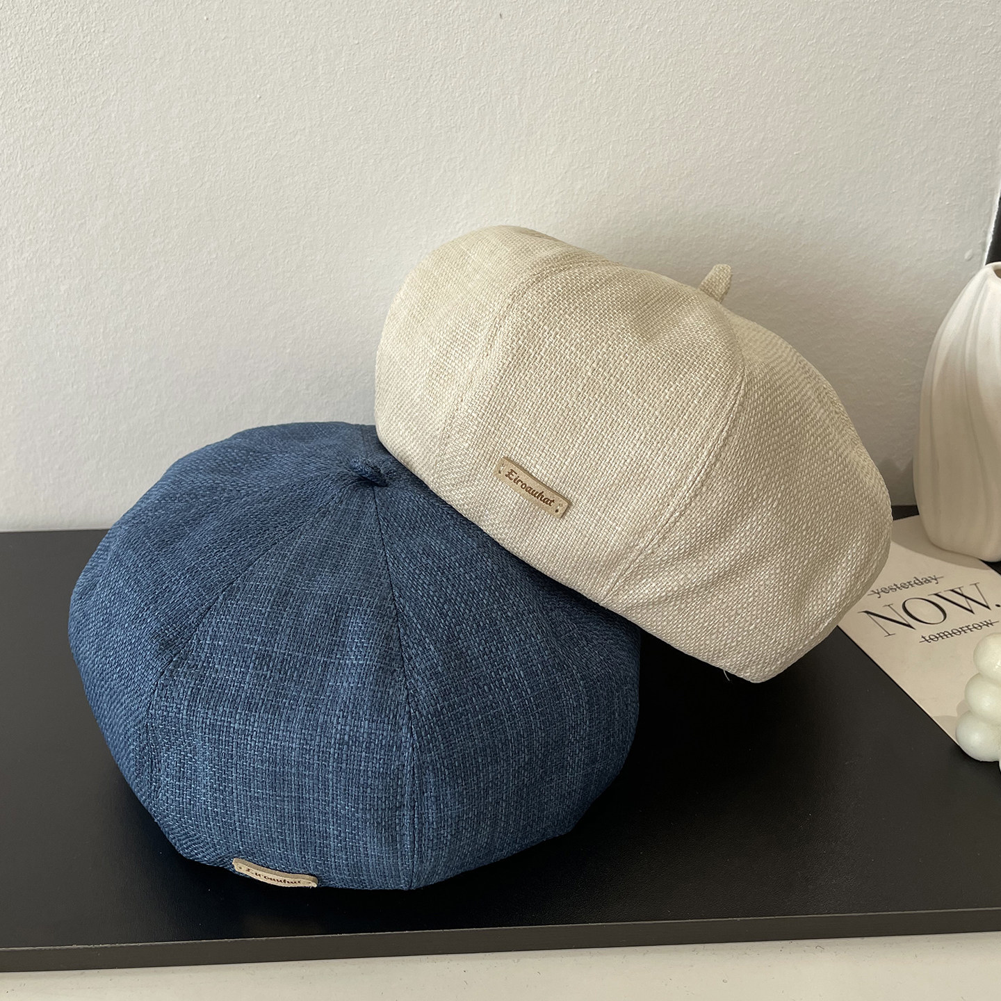 日系棉麻贝雷帽子女春秋款时尚八角帽休闲百搭文艺范画家帽气质款