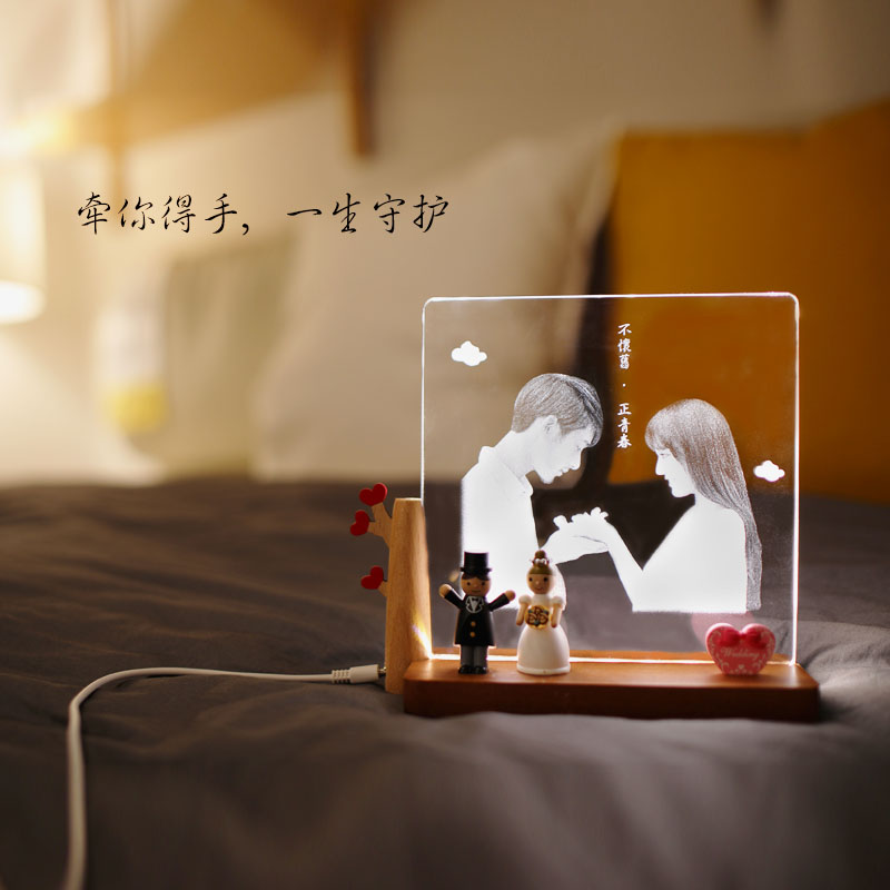 定制照片高档水晶摆件结婚纪念日新婚生日礼物送闺蜜朋友61创意