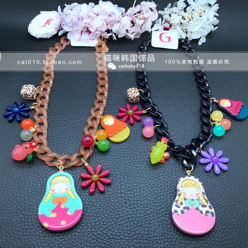 韩国首饰饰品aznavour女花朵项链