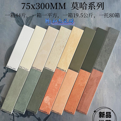 佛山全瓷渐变彩色手工长条砖网红75300墙地砖奶茶店亮哑光工装