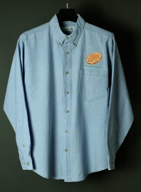 仰泳商店 Munsingwear 橙子刺绣复古牛仔布衬衫vintage古着
