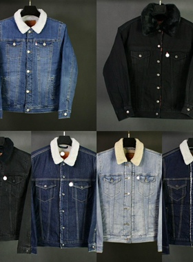 仰泳商店 LVS羊羔毛蓝色秋冬保暖牛仔夹克外套vintage古着