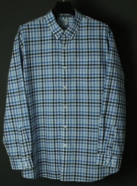 仰泳商店 L.L.Bean 经典复古蓝白格子衬衫vintage古着