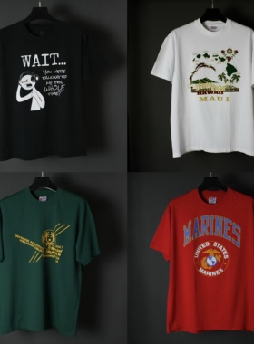 仰泳商店 Hanes MARINES 美国陆战队复古短袖T恤vintage古着