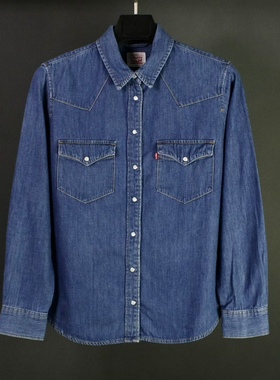 仰泳商店 LVS 牛仔双口袋复古刺绣经典工装衬衫vintage古着