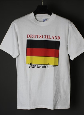 仰泳商店 Le Pays International 德国白色短袖T恤vintage古着