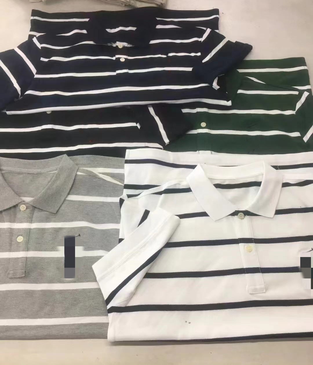 外贸美单男款春夏时尚条纹翻领休闲短袖T恤POLO衫