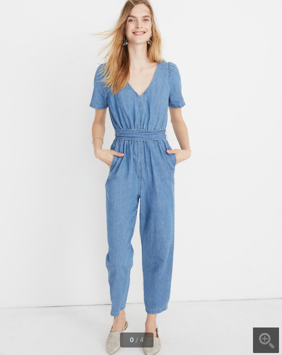春季美系M家女士百搭亲肤棉麻款牛仔JUMPSUIT连体长裤