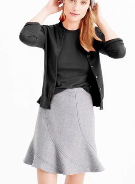 8码清货、美系J家百搭灰色荷叶边羊毛MINI裙A字裙半身裙