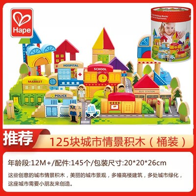 HAPE双面字母数字积木100粒木质